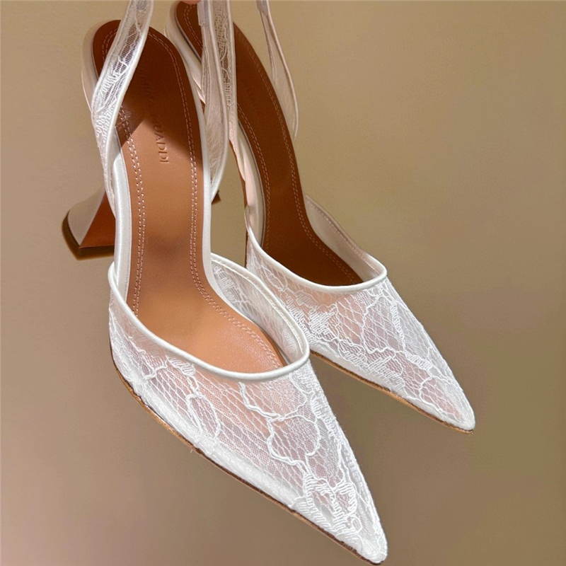 Summer Clothing Ladies - High-heeled sandals summer new pointed lace