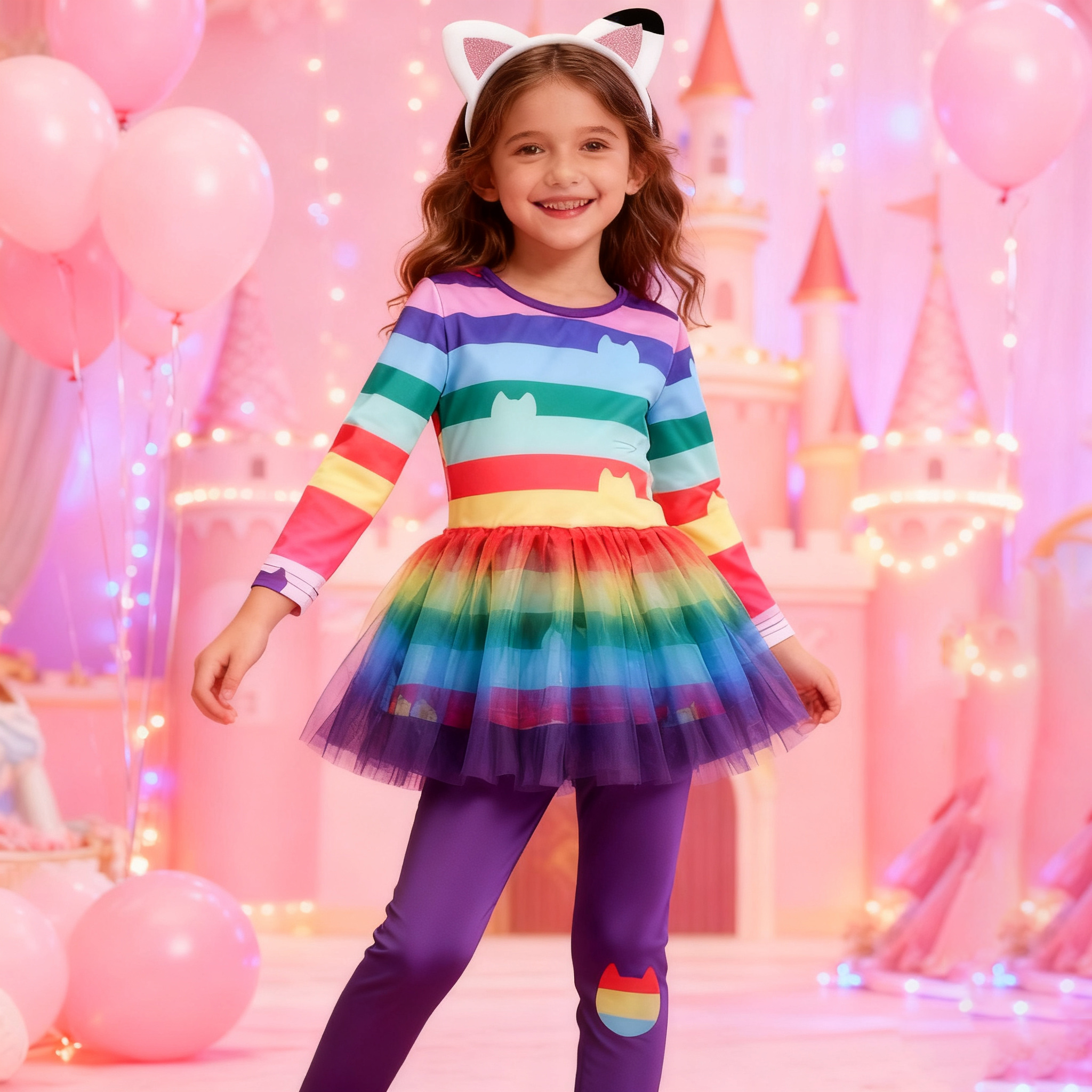 Summer Clothing Teen Girls - 2026 cartoon Black White Stripe Tops+pant+Ear