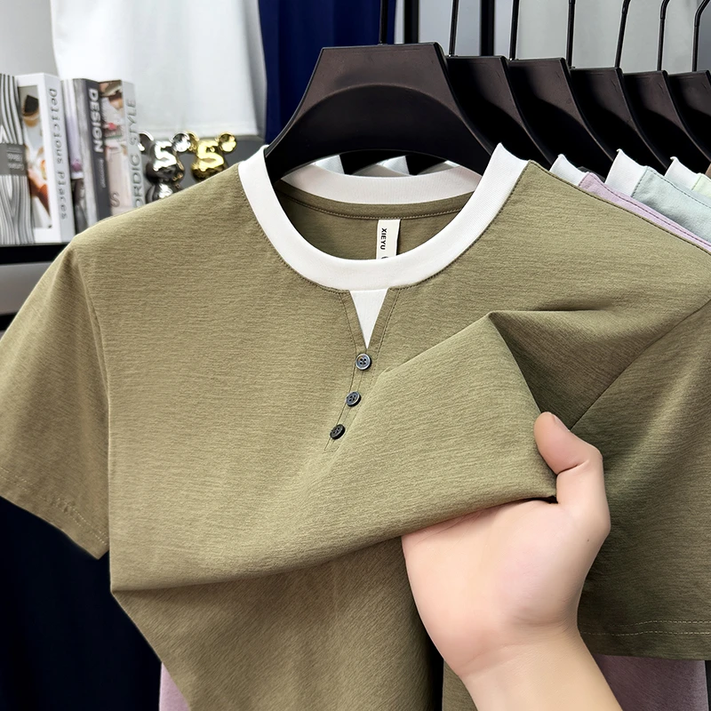 Summer Clothing Trends - Mens Short Sleeve Henley Neck T