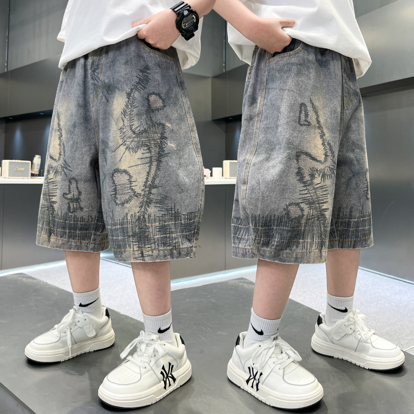 Summer Clothing Drawing For Kids - Boys Summer Thin Loose Fit Denim