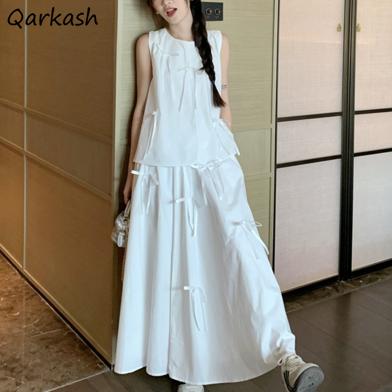 Summer Clothing Girl - White Dress Sets for Women Bow