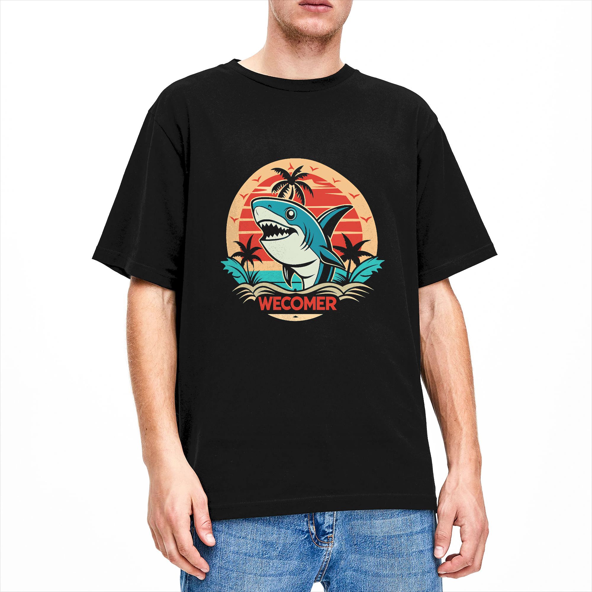 Men's T Shirt Retro Shark Clip - Summer Clothing Clipart recensie en prijs