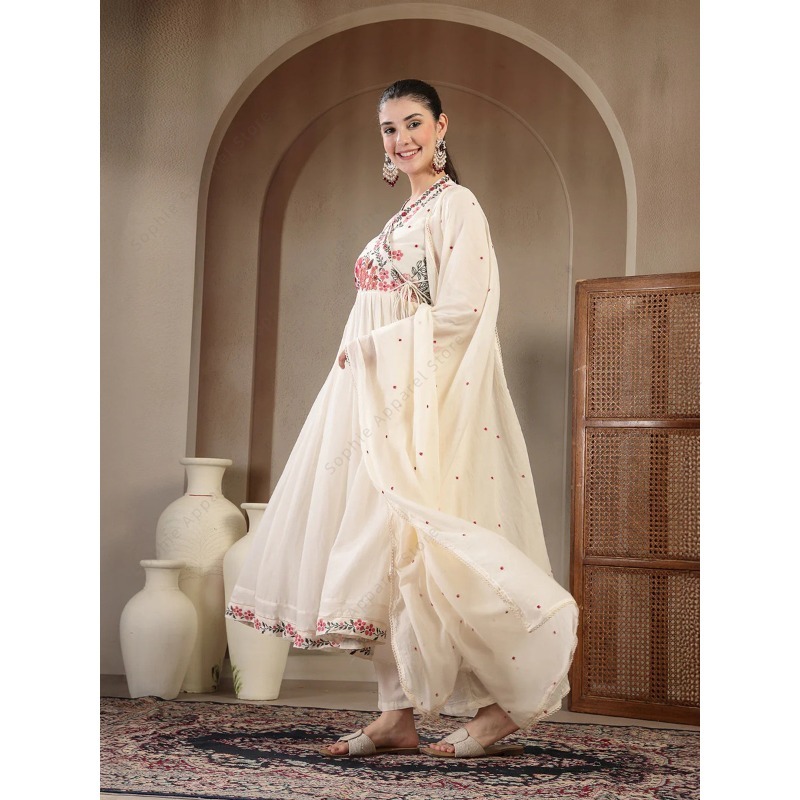 White Cotton Anarkali Kurti Se - Summer Clothing Pakistan recensie en prijs