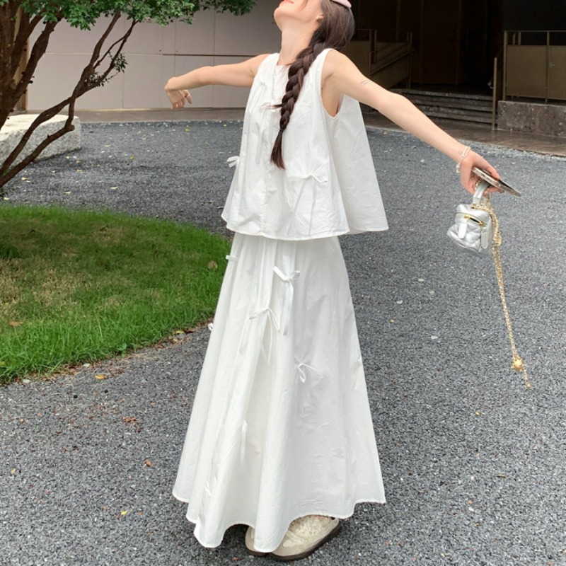 White Dress Sets for Women Bow - Summer Clothing Girl recensie en prijs